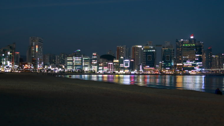 Panorama nocturne plage de Gwangalli Busan