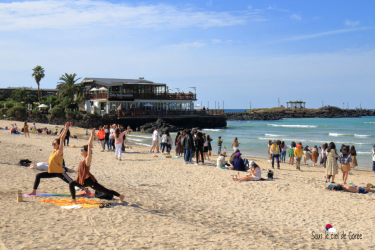 cafe delmoondo yoga plage hamdeok beach