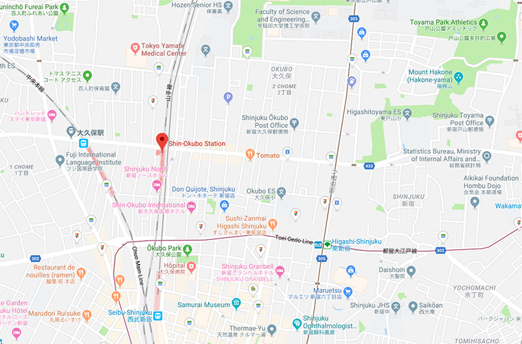 Shin-Okubo Tokyo Map