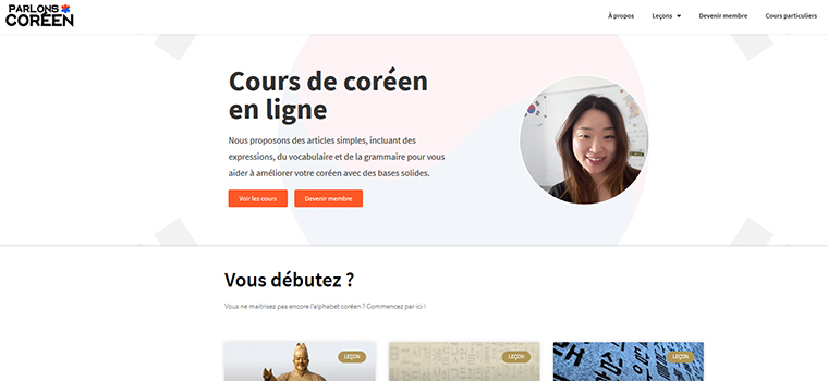 Page d'accueil du site Parlons coréen