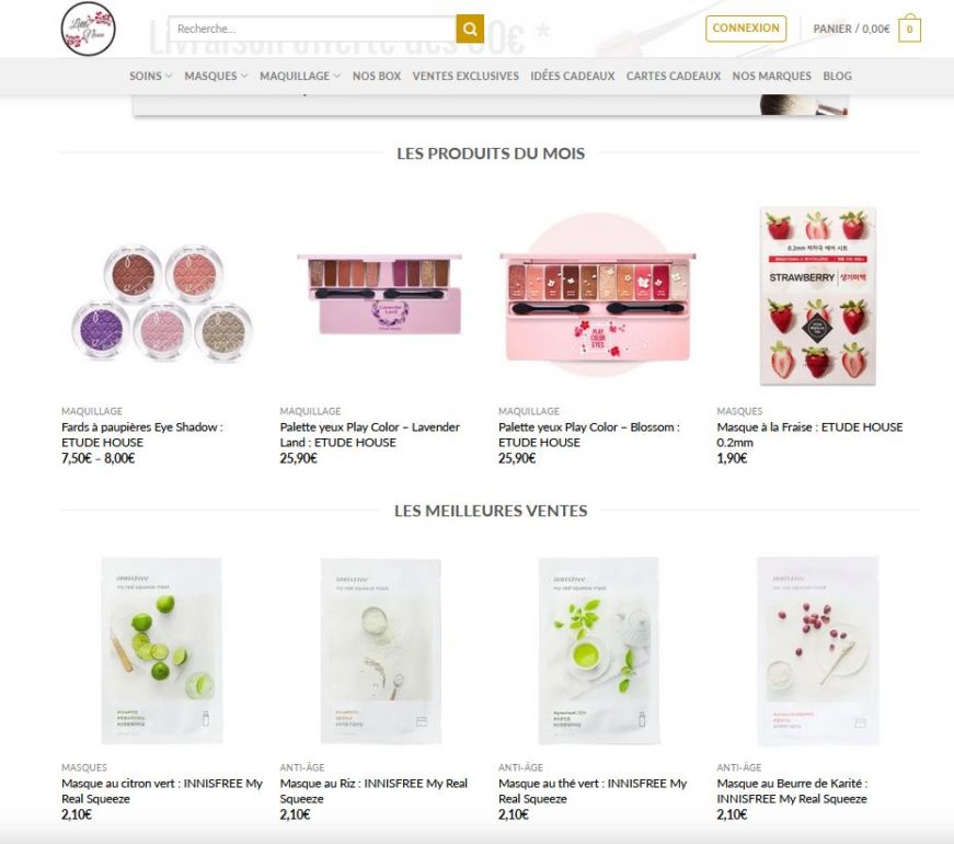 Catalogue des produits de la boutique en ligne Little Noon.