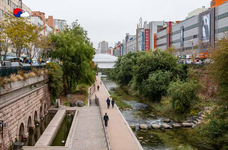 La rivière Cheonggyecheon à Séoul