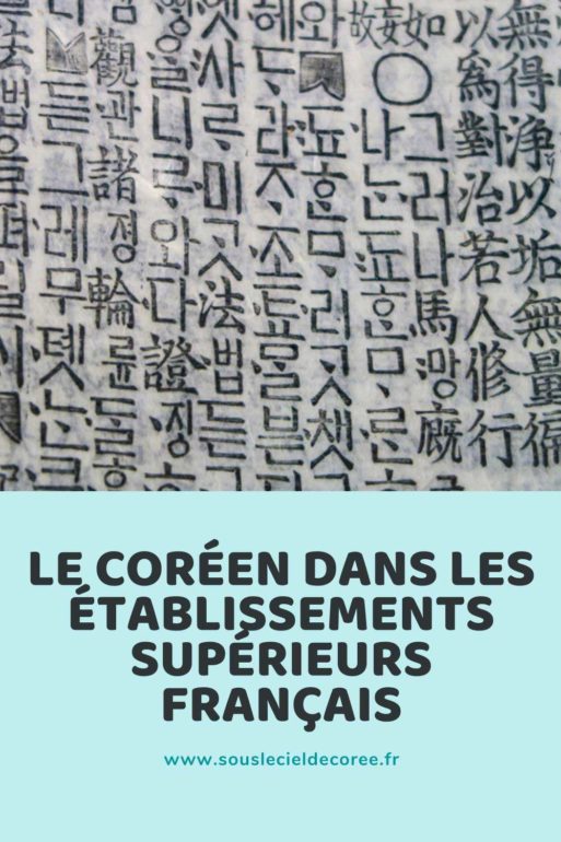 le coréen dans l'enseignement supérieur français vignette pinterest